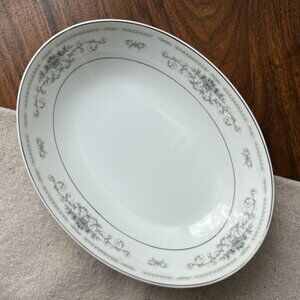 Fine Porcelain China of Japan Diane Pattern 10" Oval Vegetable Bowl Blue Floral